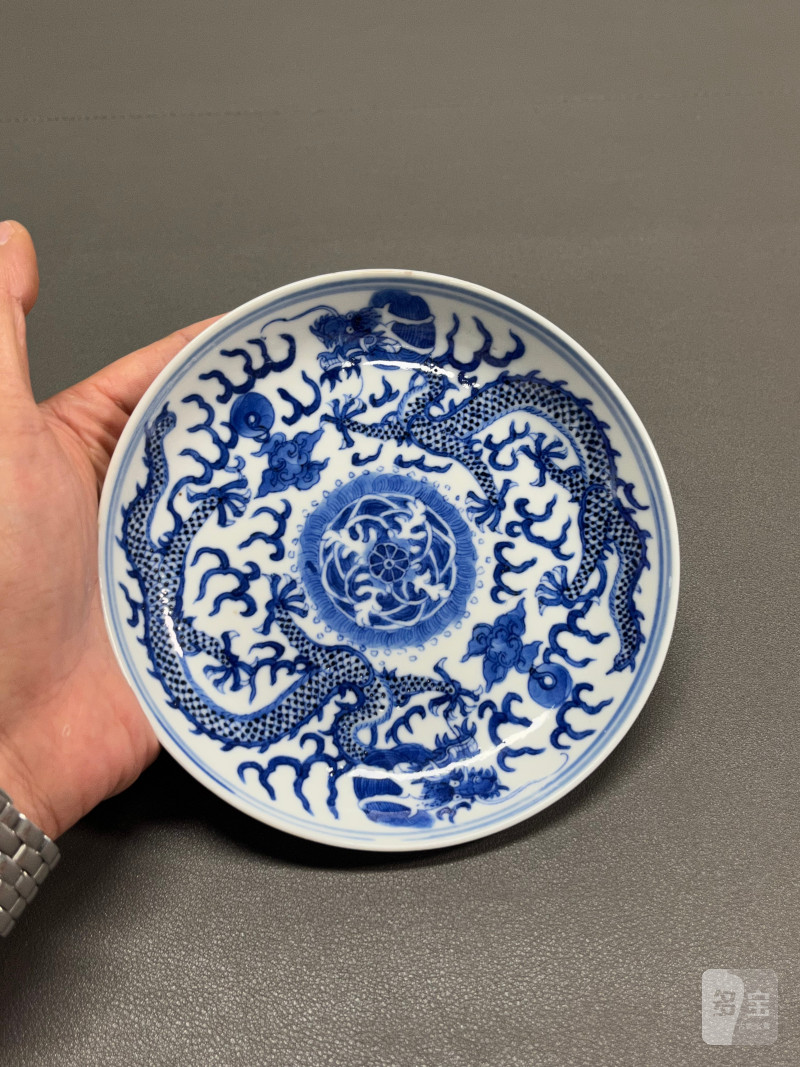 清光绪 青花云龙纹盘 - 图7